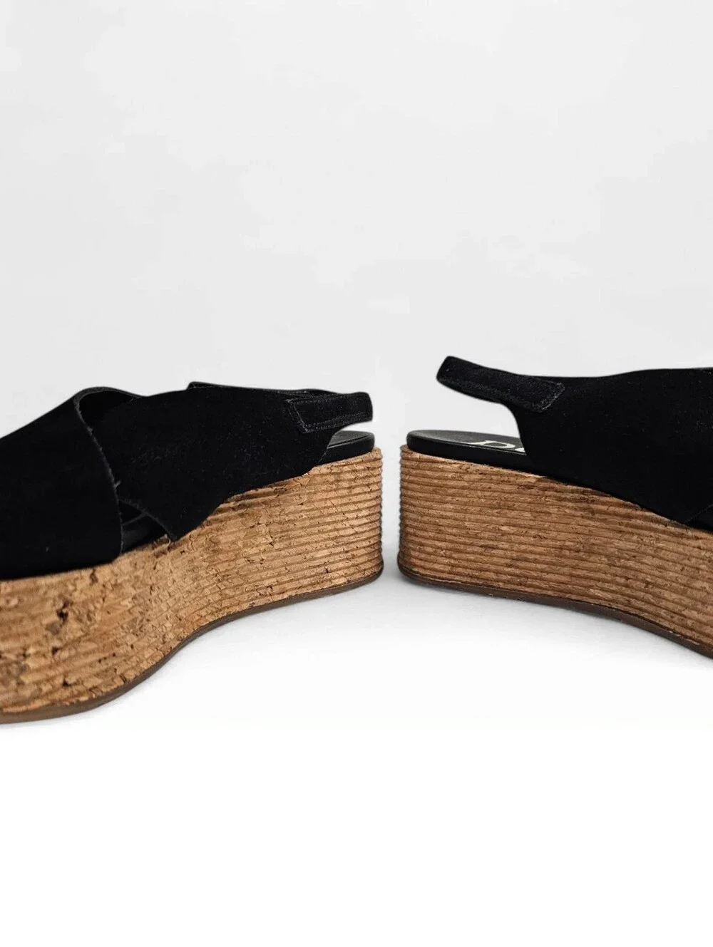 PEDRO GARCIA Nadira Blk Suede Platform Criss Cross Slingback Sandals 36.5/6.5M